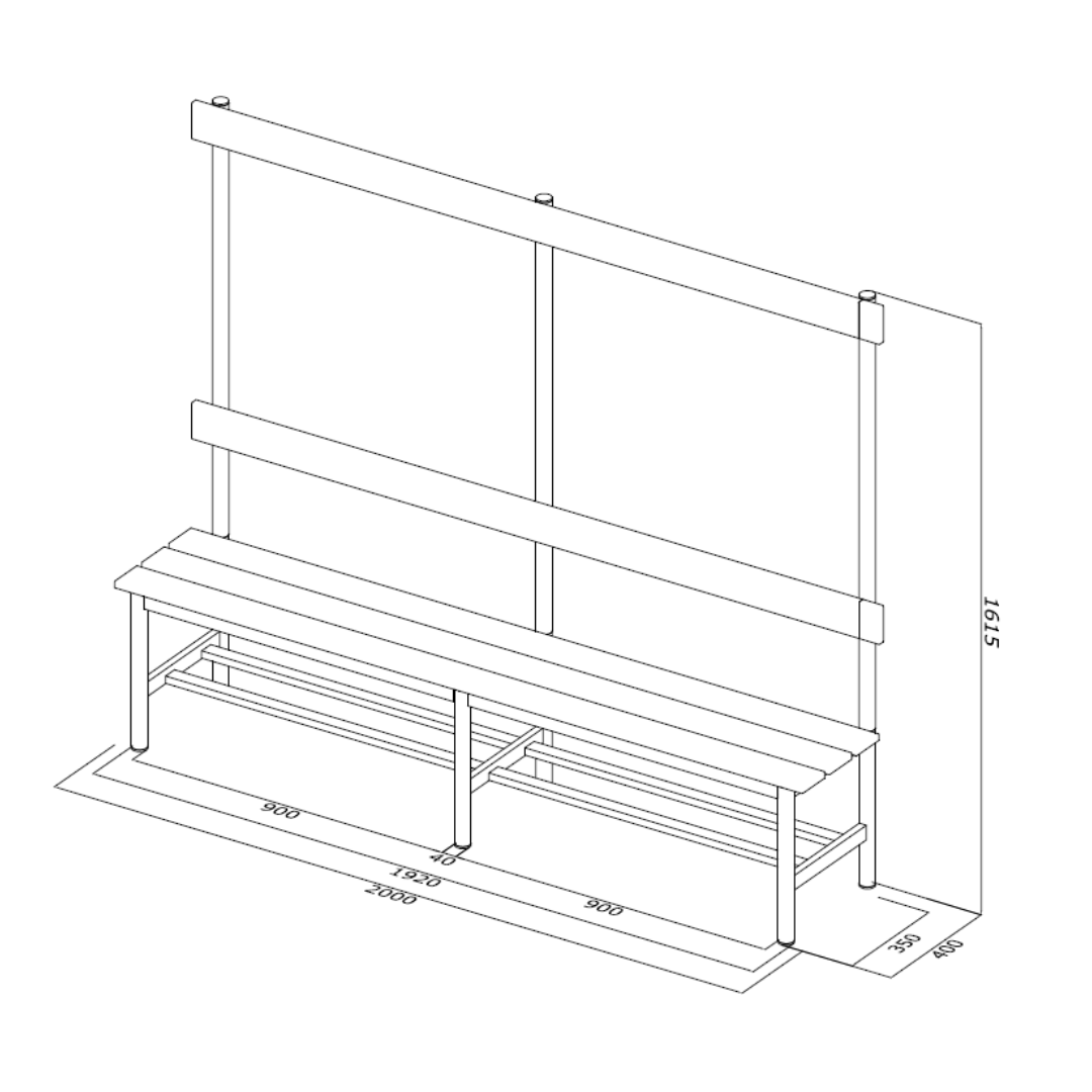 PANCA SPOGLIATOIO – ALLUMINIO SEZ. TONDA | CON APPENDIABITI E PORTASCARPE