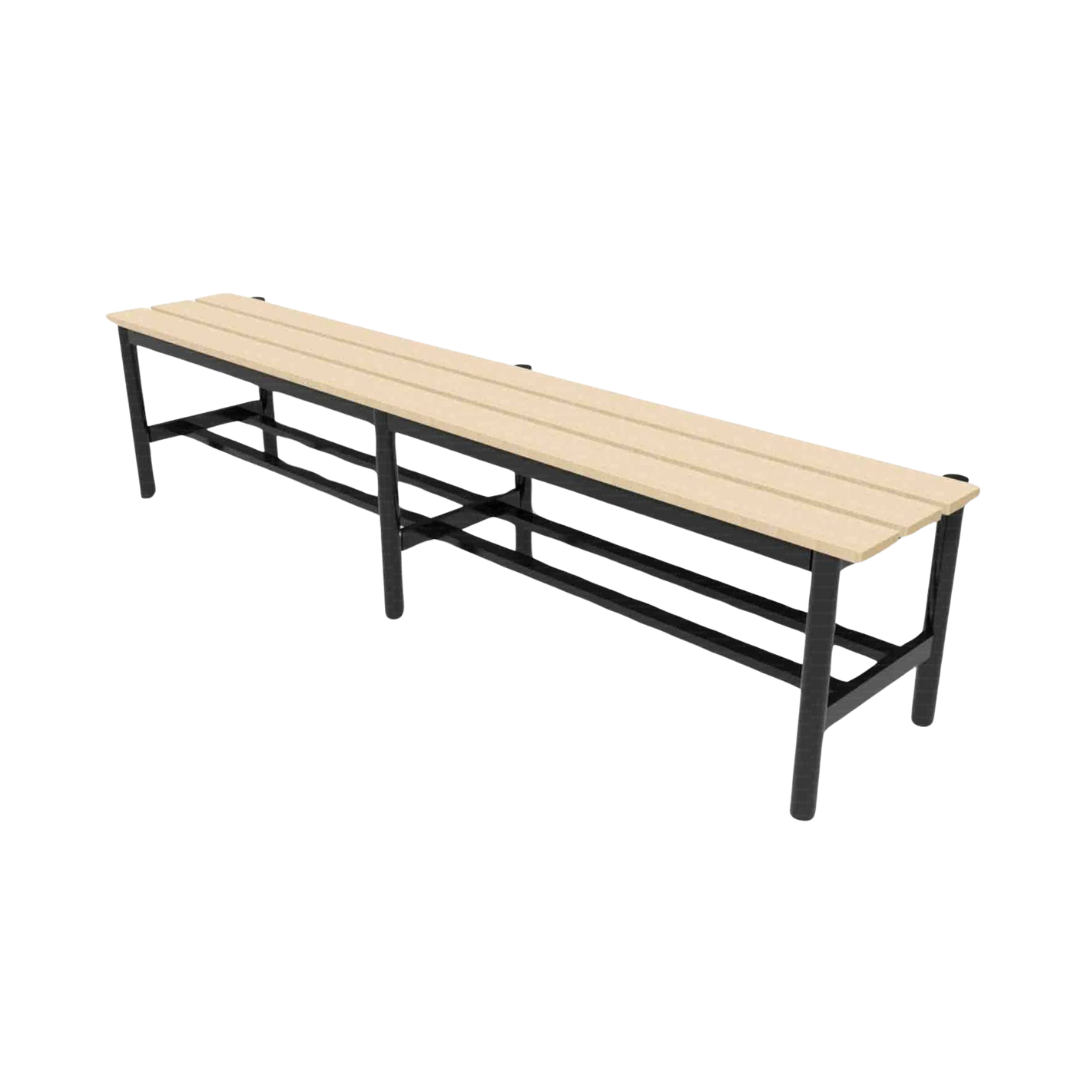 PANCA SPOGLIATOIO – ACCIAIO SEZ. TONDA | SOLO SEDUTA CON PORTASCARPE