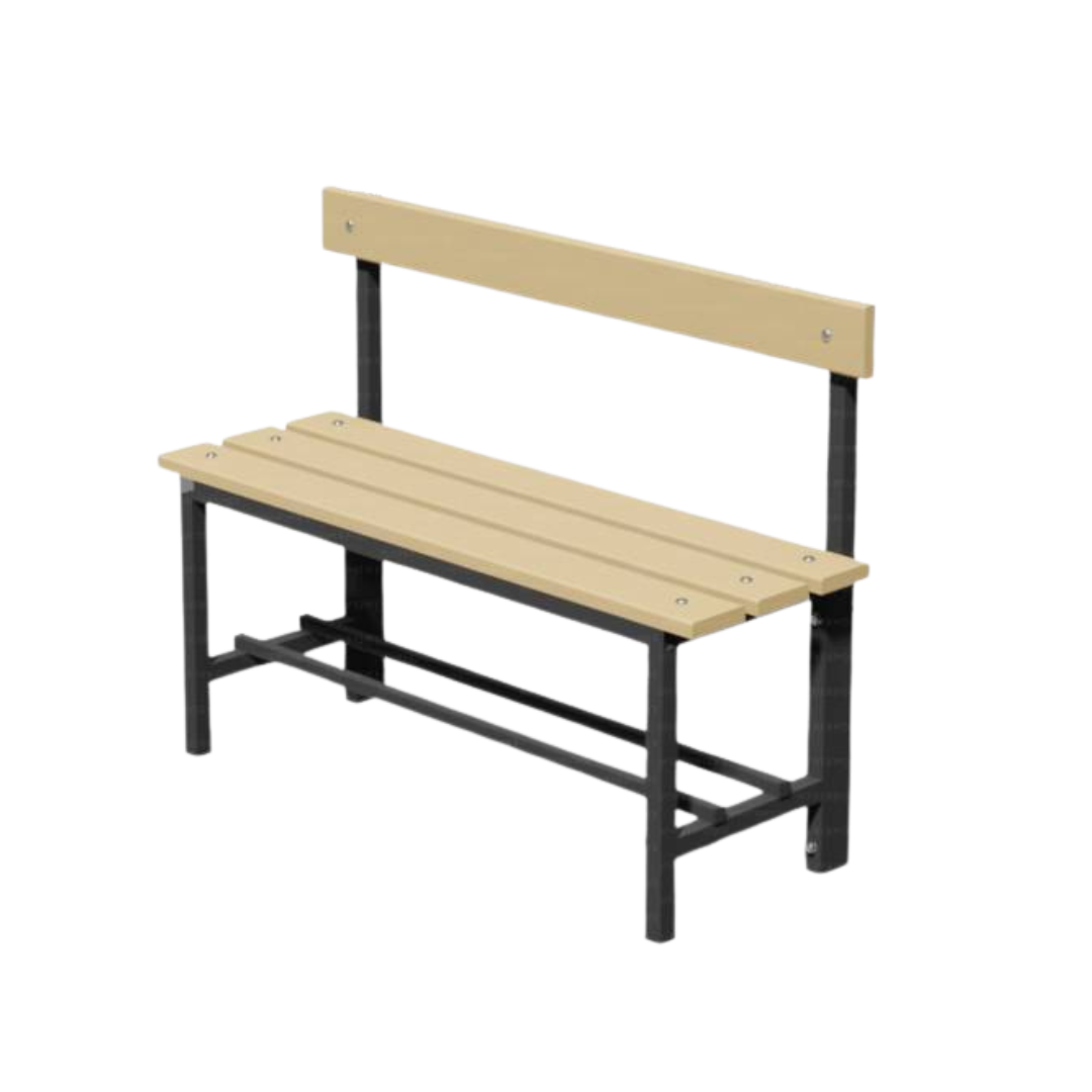 PANCA SPOGLIATOIO – ACCIAIO SEZ. QUADRA | SEDUTA + SCHIENALE CON PORTASCARPE