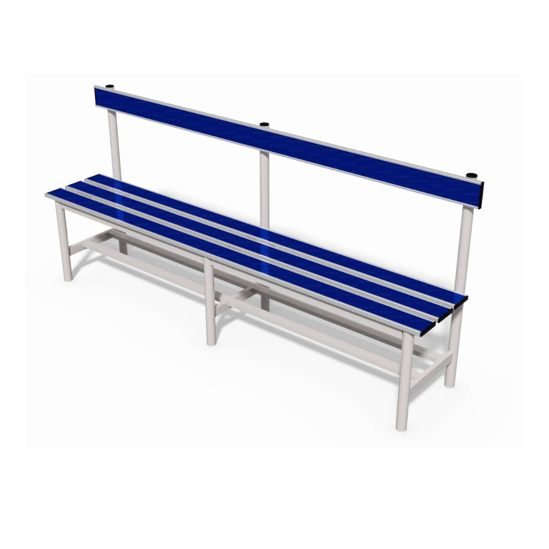 PANCA SPOGLIATOIO – ALLUMINIO SEZ. TONDA | SEDUTA + SCHIENALE CON PORTASCARPE