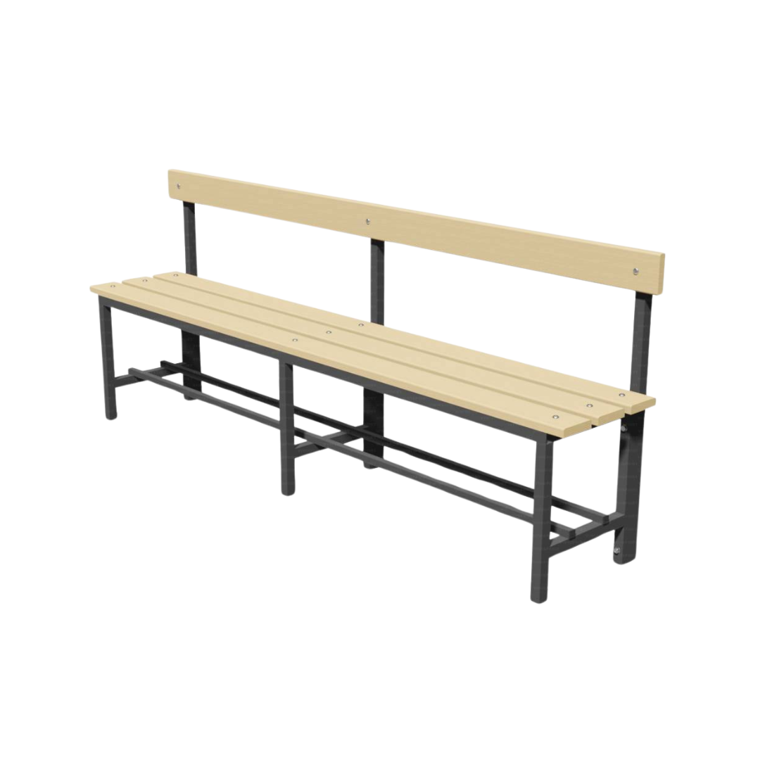 PANCA SPOGLIATOIO – ACCIAIO SEZ. QUADRA | SEDUTA + SCHIENALE CON PORTASCARPE