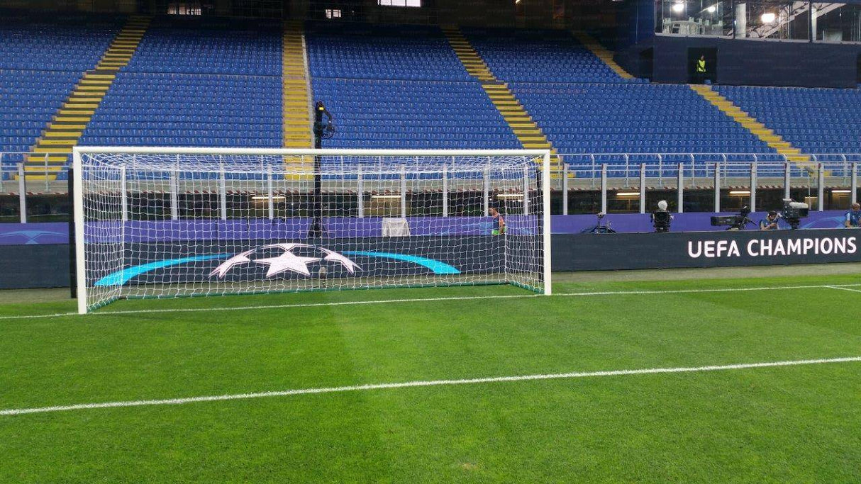 COPPIA RETI PER PORTE DA CALCIO REGOLAMENTARI – PE HD Ø 4,5 MM | MAGLIA 13 x 13 CM