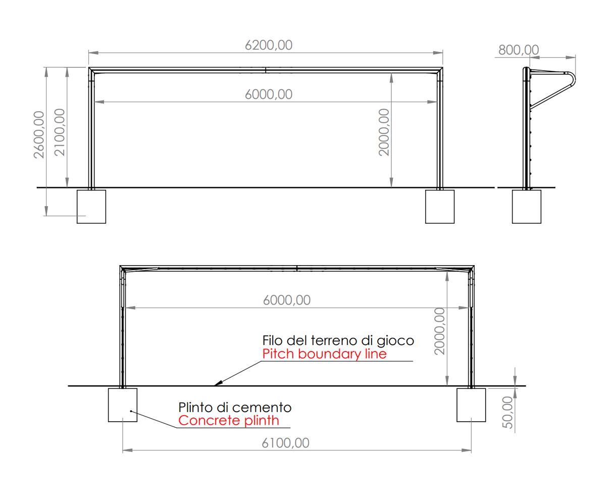 PORTA DA CALCIO 6 x 2 M – CALCIO A 7/8/9 | REGGIRETE A GOMITO