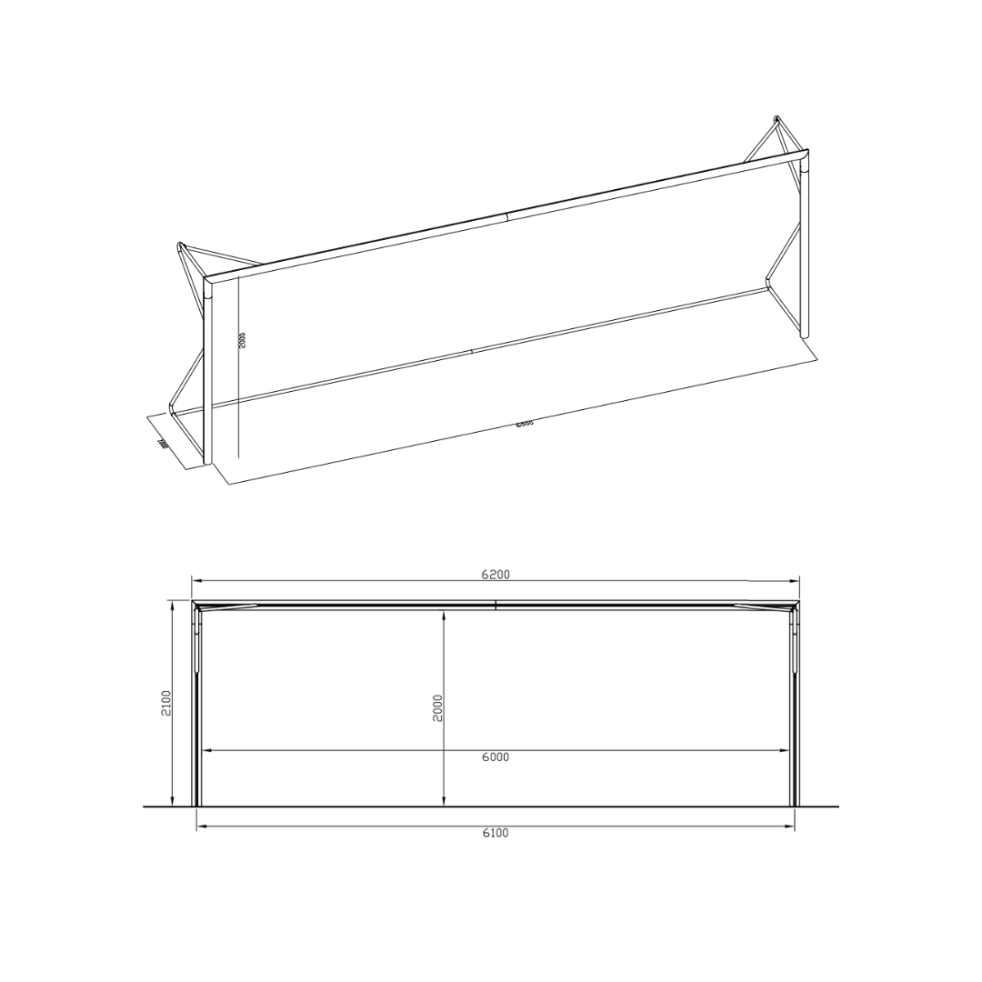 PORTA DA CALCIO 6 x 2 M – CALCIO A 7/8/9 | TRASPORTABILE