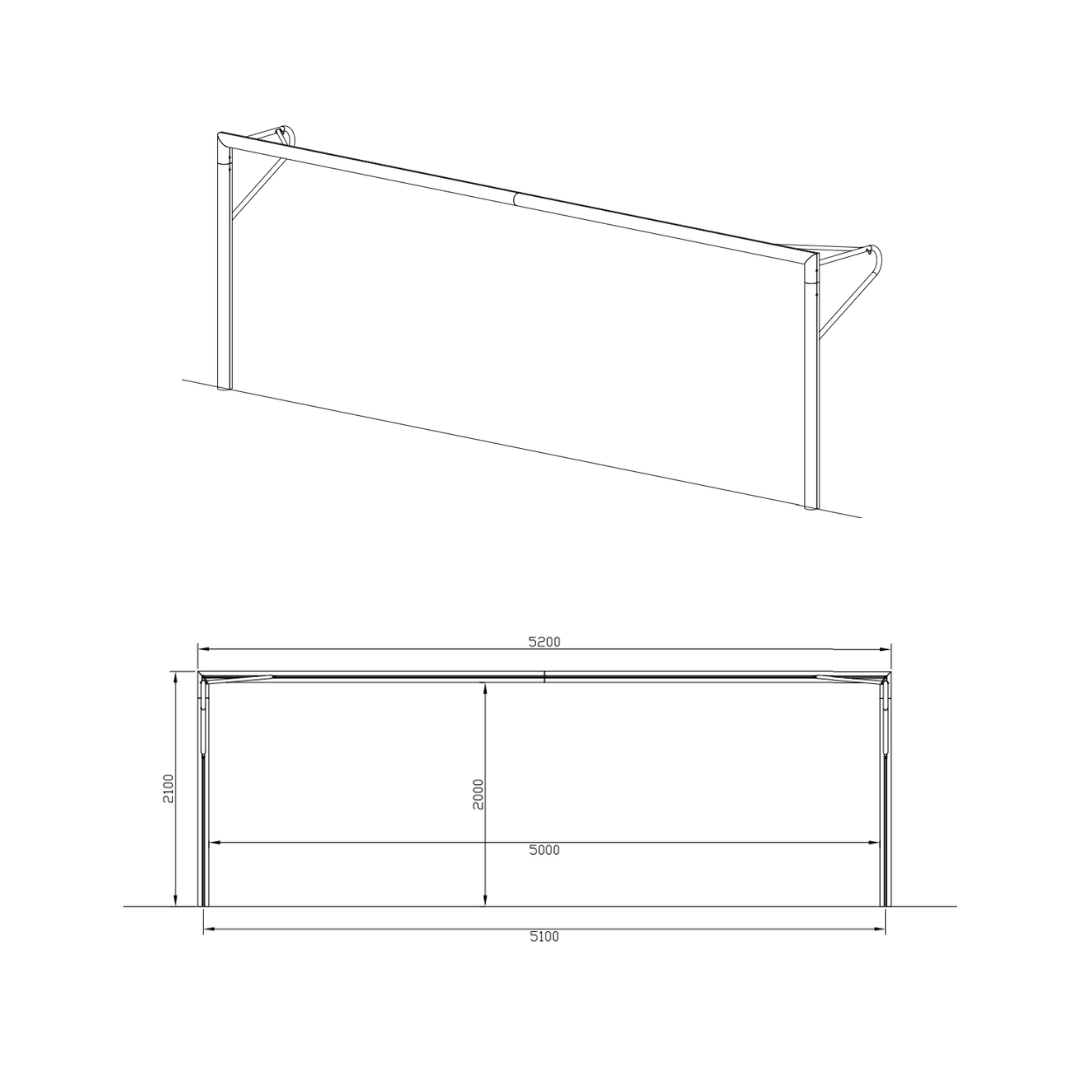 PORTA DA CALCIO 5 x 2 M – CALCIO A 7/8 | REGGIRETE A GOMITO