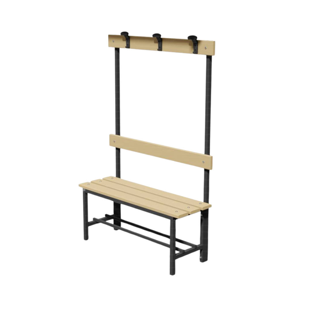 PANCA SPOGLIATOIO – ACCIAIO SEZ. QUADRA | CON APPENDIABITI