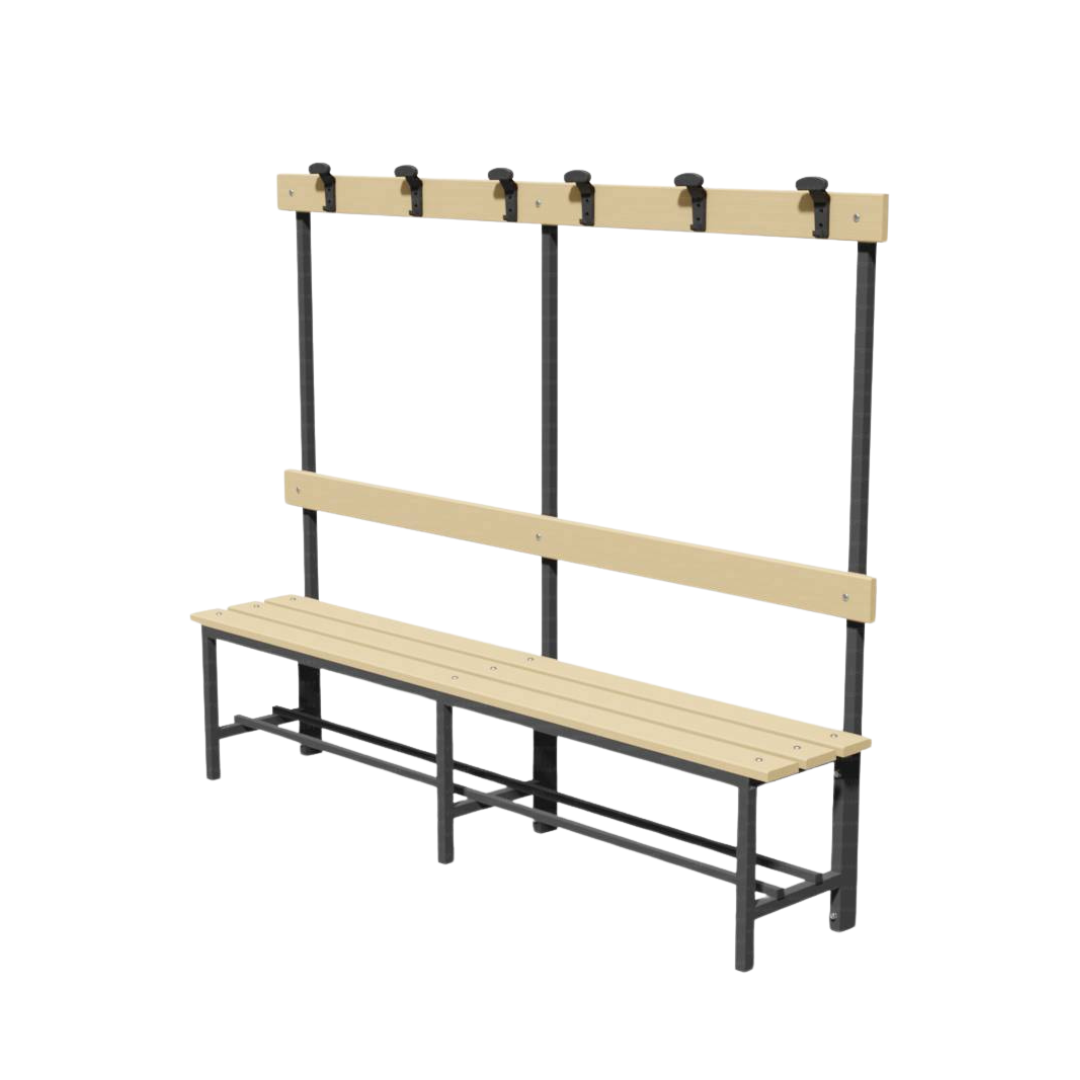 PANCA SPOGLIATOIO – ACCIAIO SEZ. QUADRA | CON APPENDIABITI