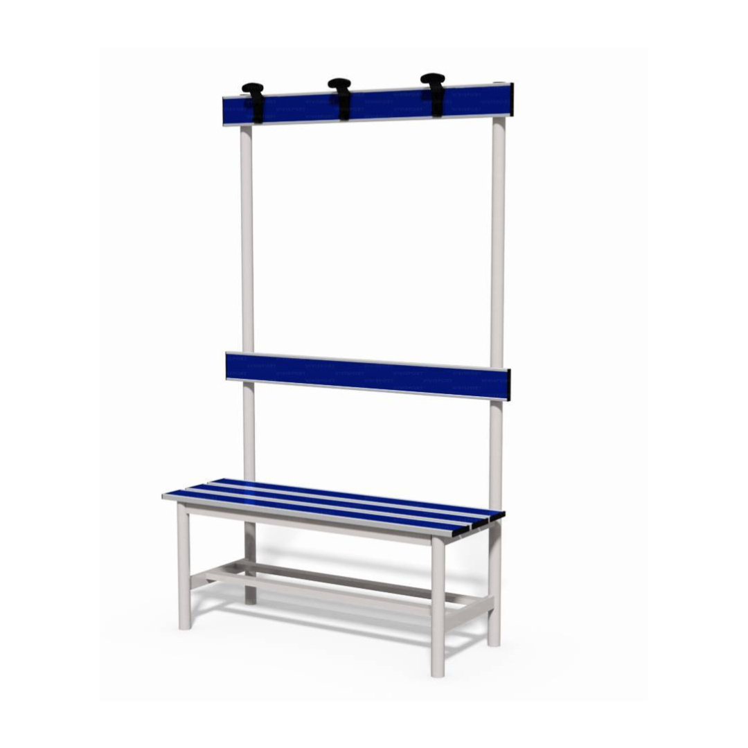 PANCA SPOGLIATOIO – ALLUMINIO SEZ. TONDA | CON APPENDIABITI E PORTASCARPE