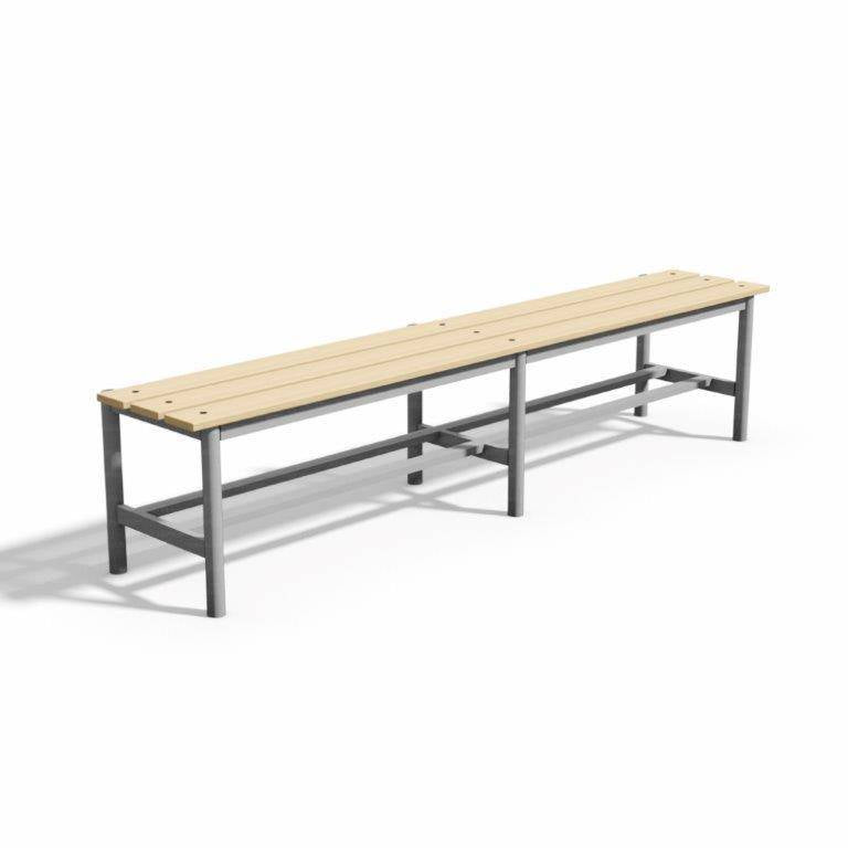 PANCA SPOGLIATOIO – ALLUMINIO SEZ. TONDA | SOLO SEDUTA CON PORTASCARPE