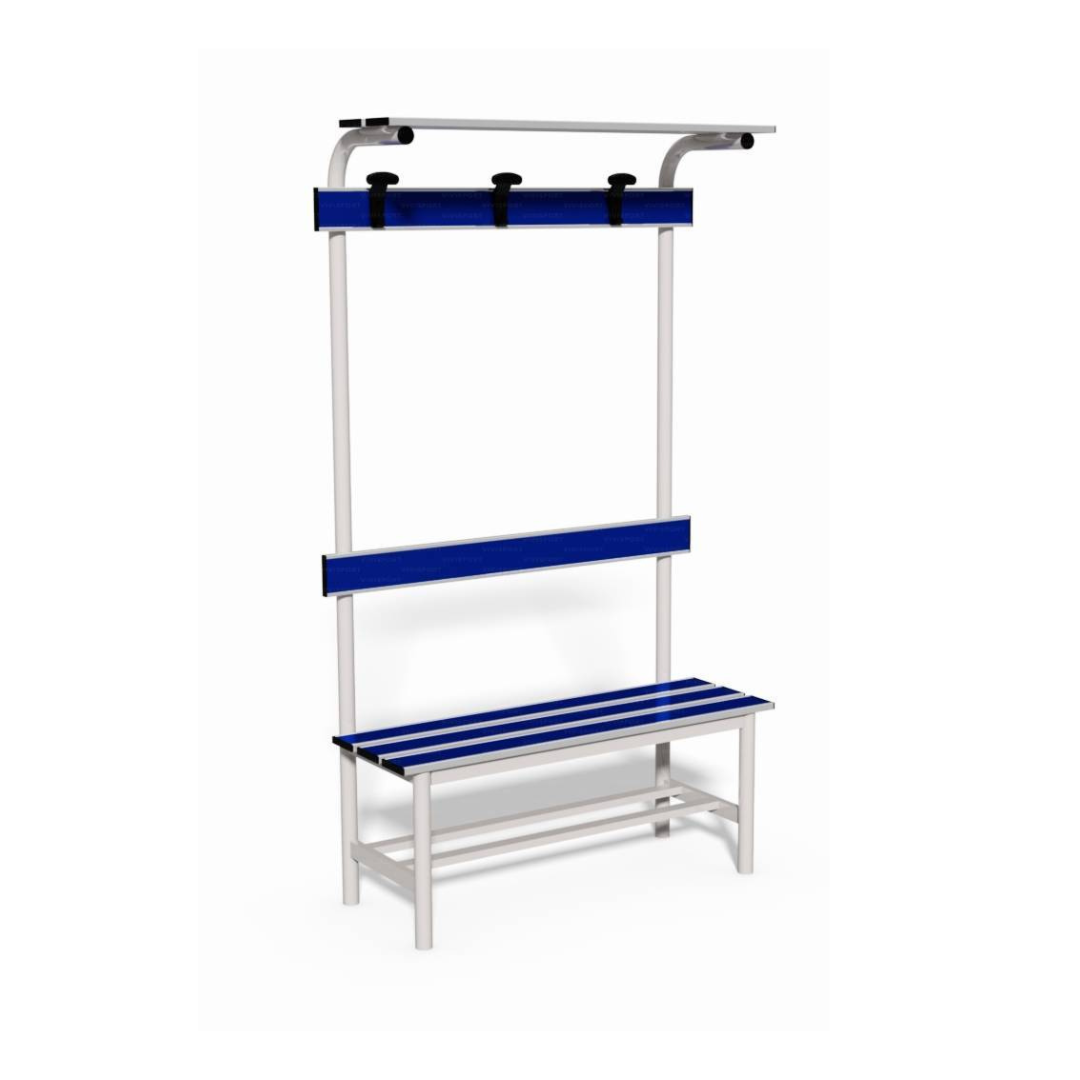 PANCA SPOGLIATOIO – ALLUMINIO SEZ. TONDA | COMPLETA CON APPENDIABITI E PIANOBORSE