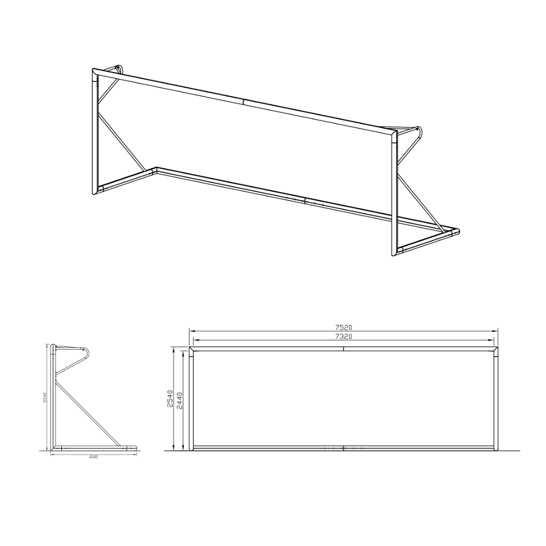 PORTA DA CALCIO 7.32 x 2.44 M – REGOLAMENTARE | TRASPORTABILE