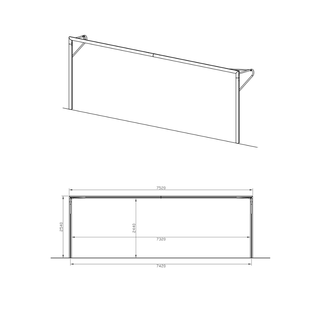 PORTA DA CALCIO 7.32 x 2.44 M – REGOLAMENTARE | REGGIRETE A GOMITO