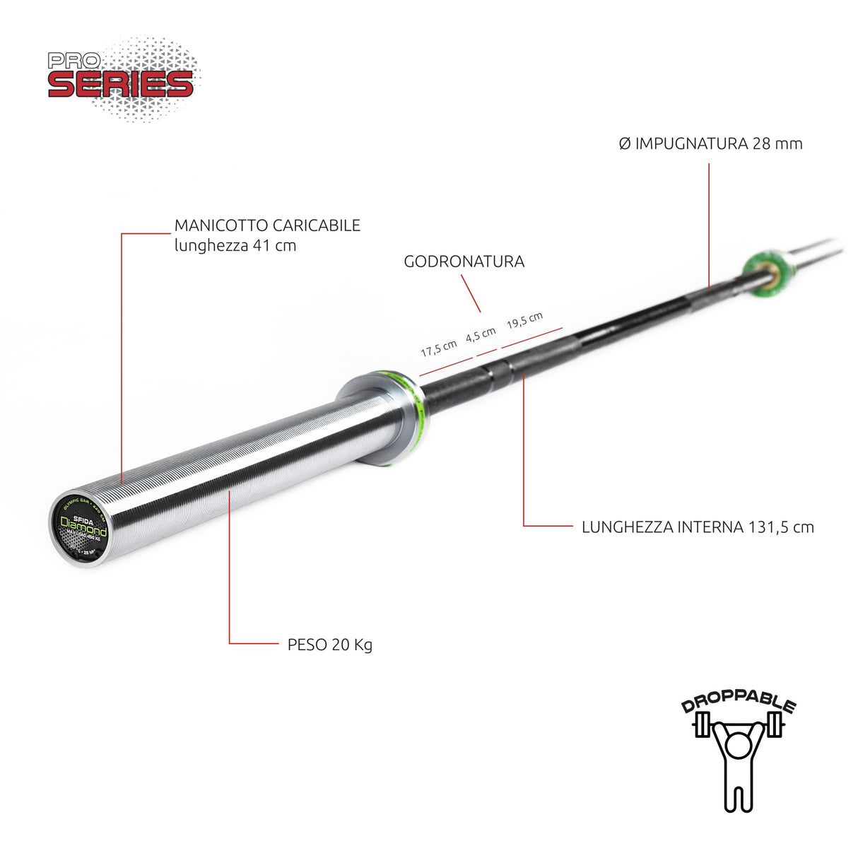 BILANCIERE OLIMPICO 220 CM - SFIDA | 450 KG