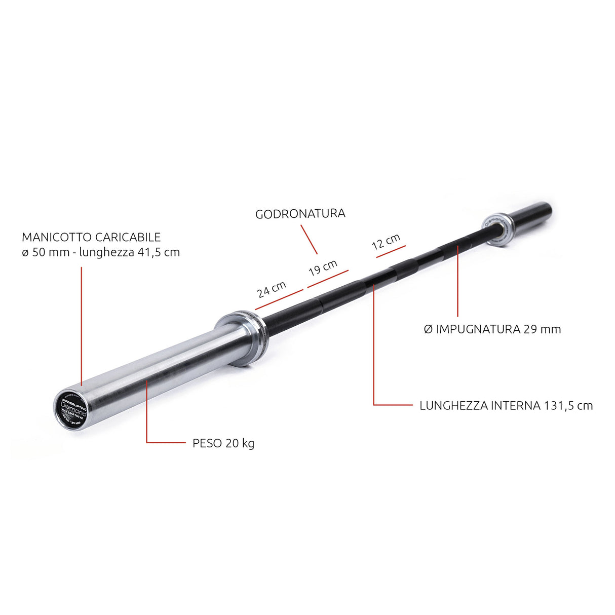 BILANCIERE OLIMPICO 220 CM - POWERLIFTING | 700 KG