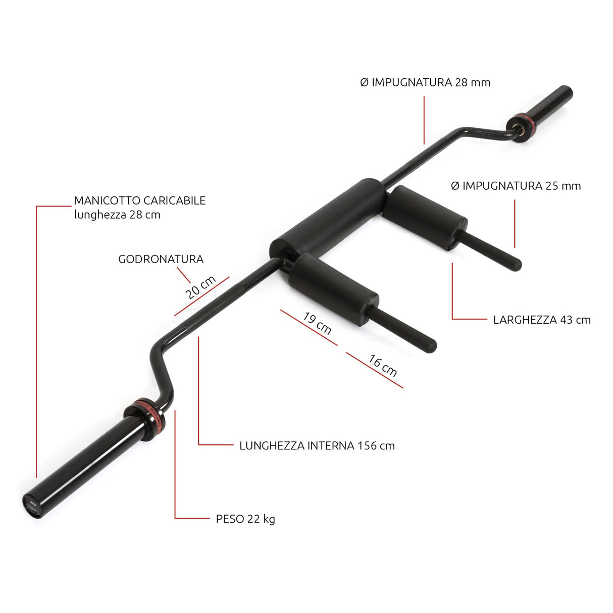 SAFETY SQUAT BAR 220 CM | 250 KG