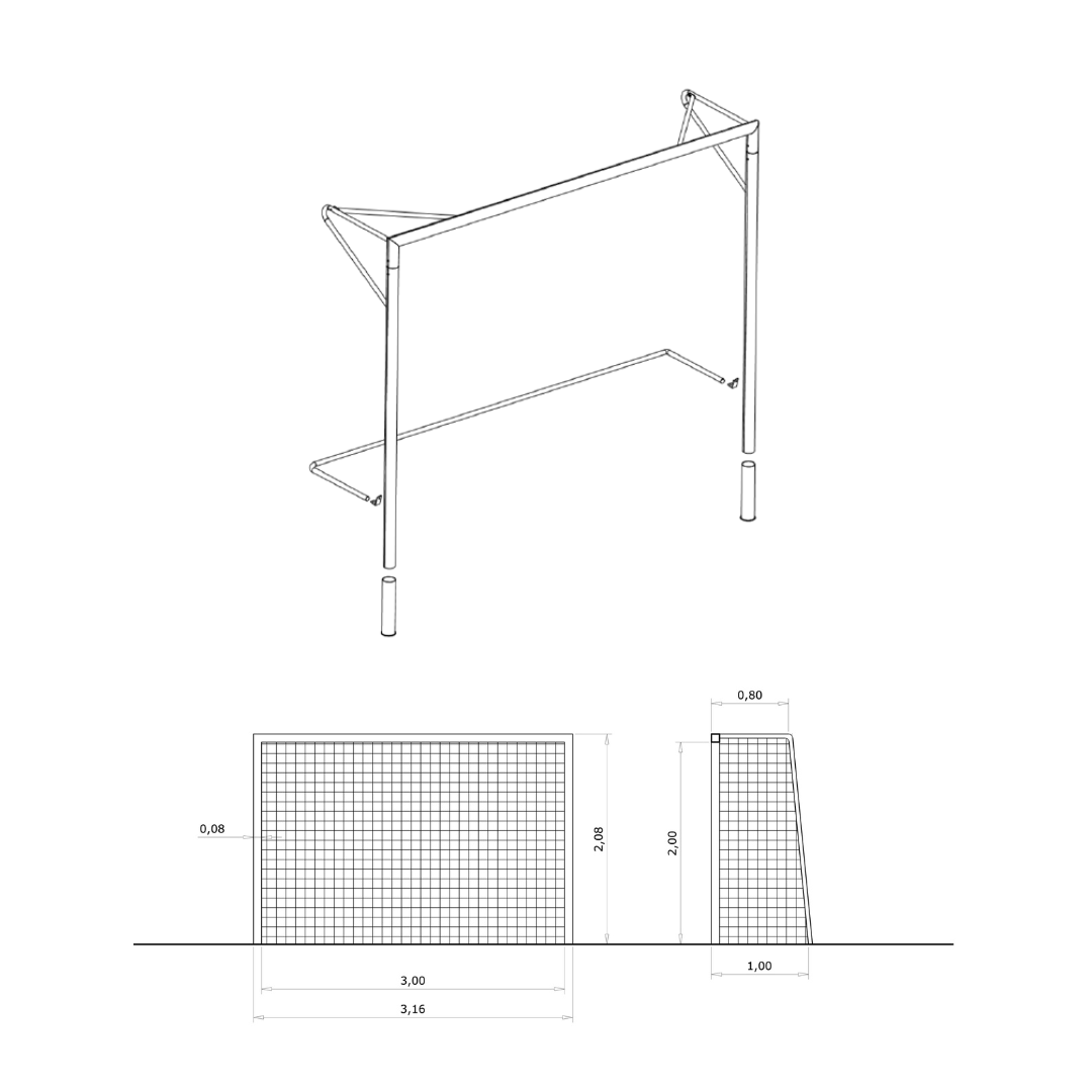 PORTA DA CALCETTO 3 x 2 M | REGGIRETE A GOMITO