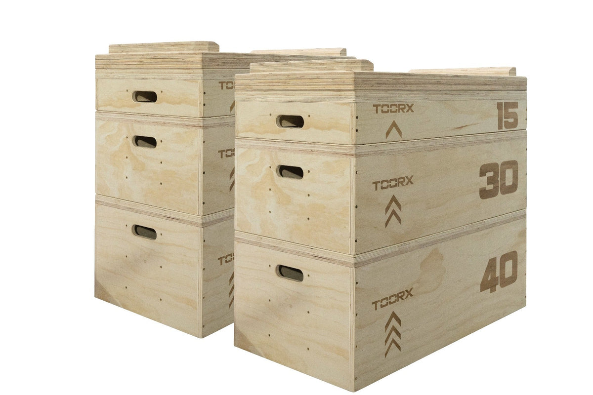 Set completo Toorx AHF-274 con due colonne di jerk blocks su sfondo bianco