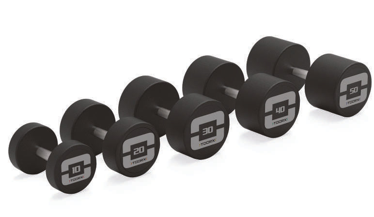 Gamma Toorx MGP-SET24PRO; il set comprende coppie da 4, 6, 8, 10, 12, 14, 16, 18, 20, 22 e 24 kg