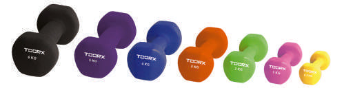 Gamma completa manubri in neoprene Toorx MN da 0,5 a 6 kg nei rispettivi colori