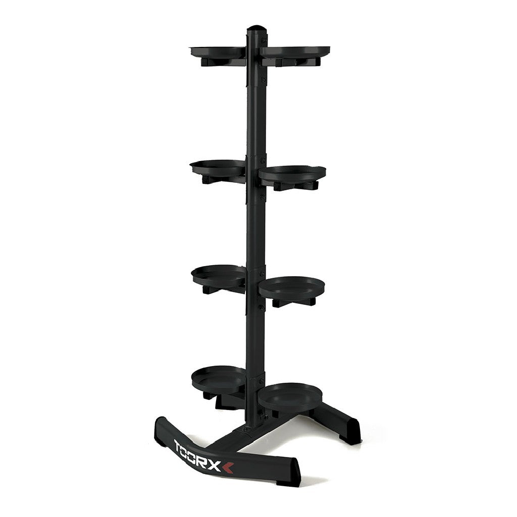 Rastrelliera verticale Toorx RPK-B8 a otto posti su fondo bianco