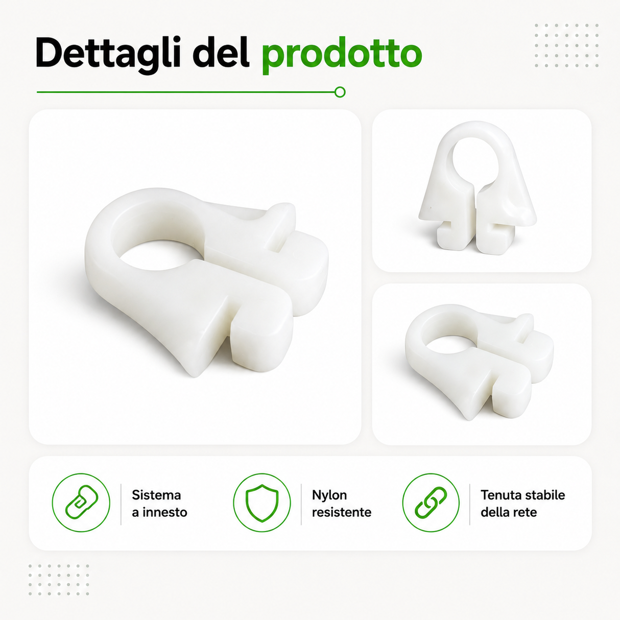GANCI IN NYLON PER PORTE DA CALCIO | SET 50 - 100 PEZZI