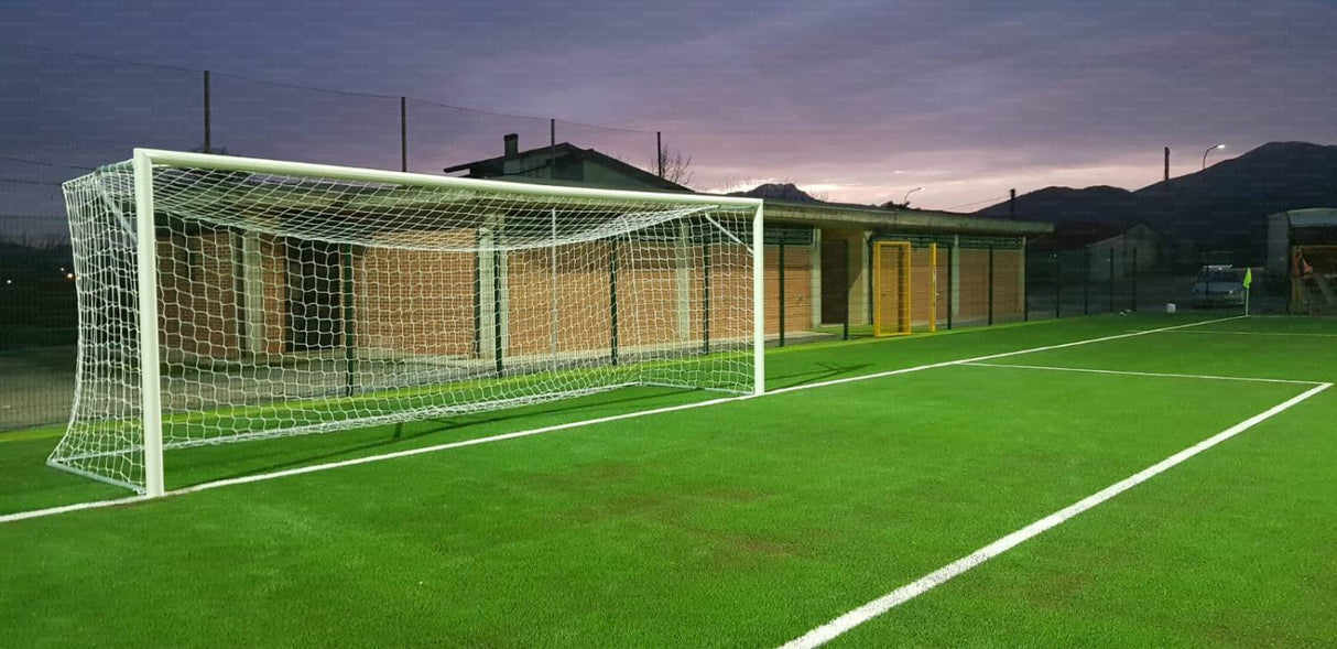 PORTA DA CALCIO REGOLAMENTARE IN ALLUMINIO - REGGIRETE A GOMITO | 732 x 244 CM