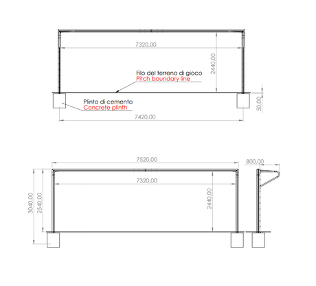 PORTA DA CALCIO 7.32 x 2.44 M – REGOLAMENTARE | REGGIRETE A GOMITO