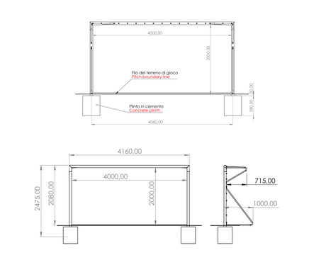 PORTA DA CALCIO 4 x 2 M  | REGGIRETE A GOMITO