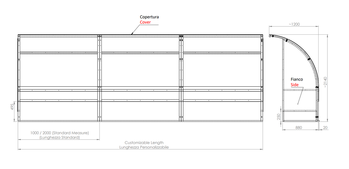 PANCHINA ALLENATORI PROFESSIONALE - ALLUMINIO | MODELLO STANDARD