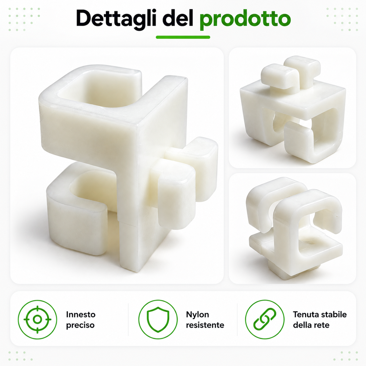 GANCI IN NYLON PER PORTE DA CALCIO E CALCETTO | SET 50 - 100 PEZZI