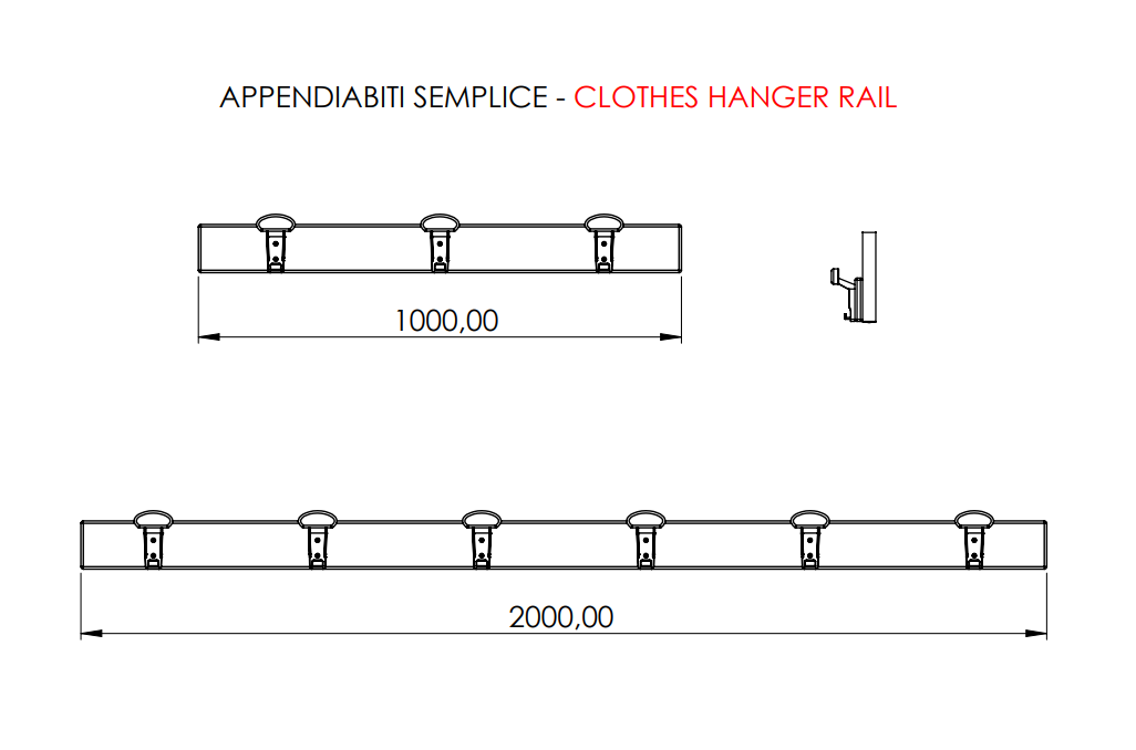 APPENDIABITI A PARETE IN ALLUMINIO ANODIZZATO