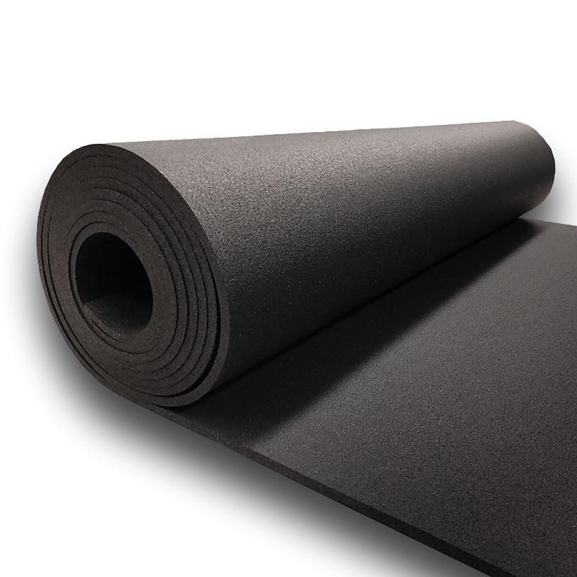 Rotolo in gomma nero per palestra - vista del telo e dello spessore