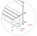 PANCA SPOGLIATOIO – ALLUMINIO SEZ. QUADRA | CON APPENDIABITI E PORTASCARPE
