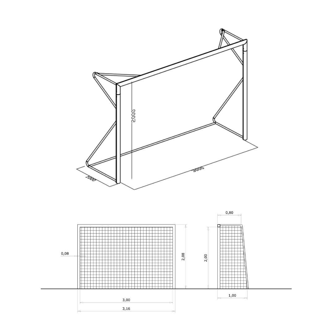 PORTA DA CALCETTO 3 x 2 M - TRASPORTABILE | ALLUMINIO