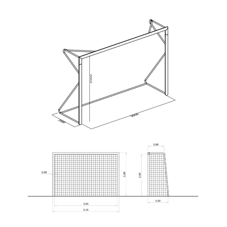 PORTA DA CALCETTO 3 x 2 M - TRASPORTABILE | ALLUMINIO