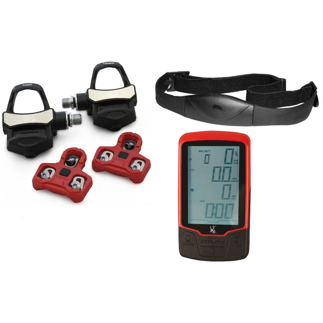 Toorx PMP-KEO-COMP set completo: coppia di pedali, tacchette, computer e fascia cardio
