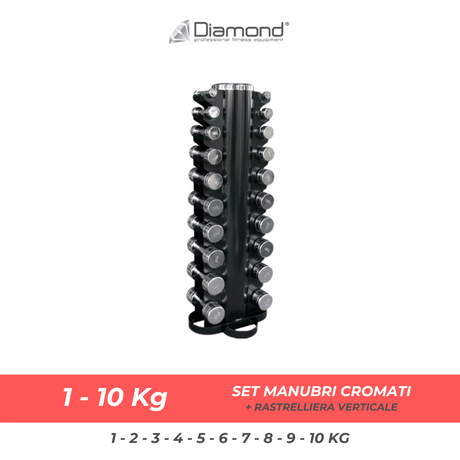 SET MANUBRI CROMATI CON RASTRELLIERA | 1 - 10 KG