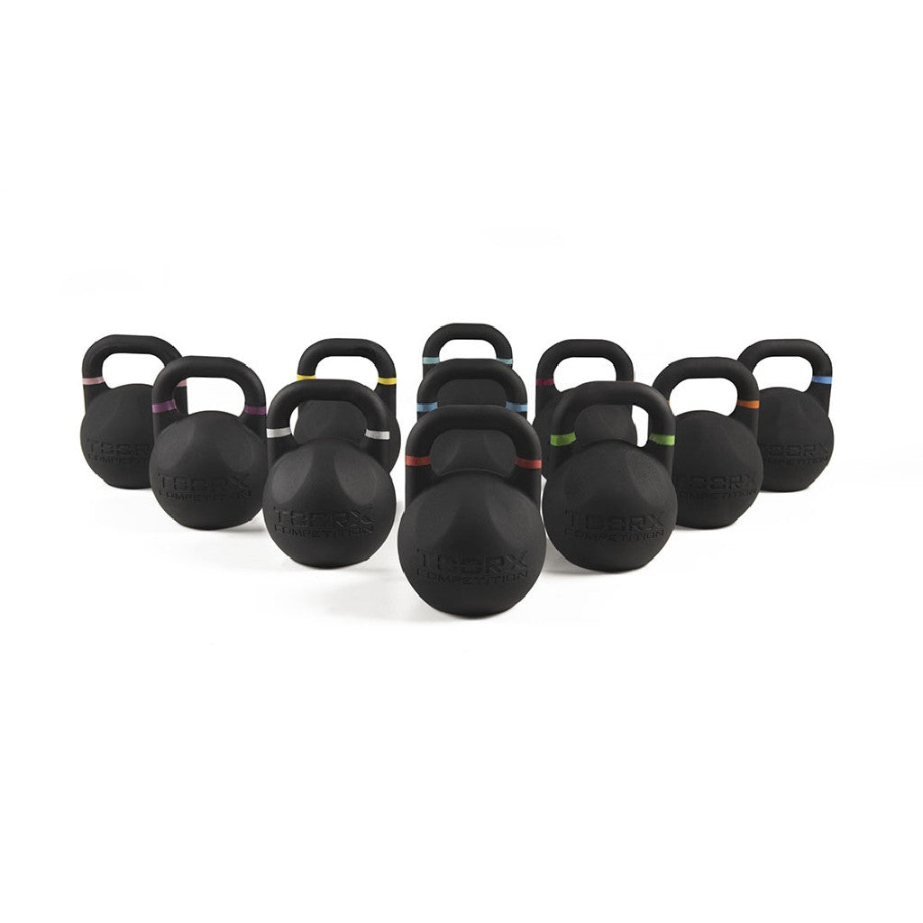 Gamma kettlebell Toorx AKCA completa su fondo bianco
