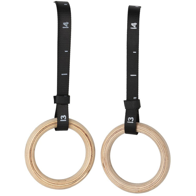 COPPIA ANELLI DA GINNASTICA IN LEGNO | CAGL su sfondo bianco