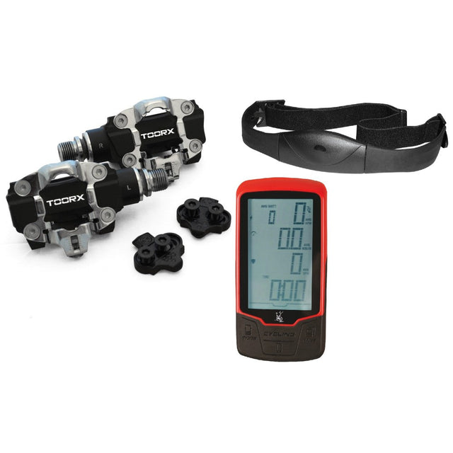 Toorx PMP-SPD-COMP set completo: coppia di pedali, tacchette, computer e fascia cardio